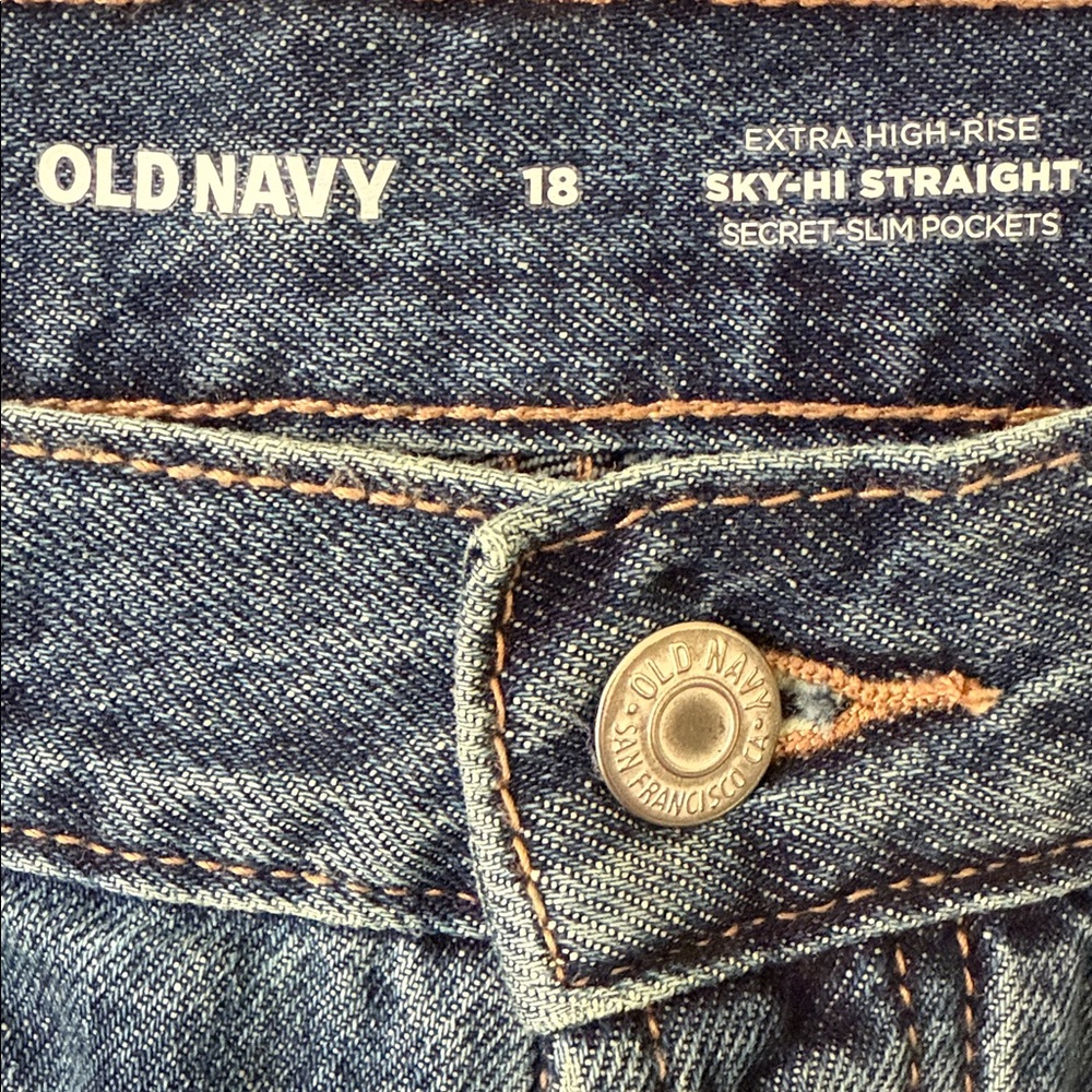 Old Navy Size 18 Women’s SKY-HI STRAIGHT Dark Blue Relaxed Jeans. - Picture 5 of 9